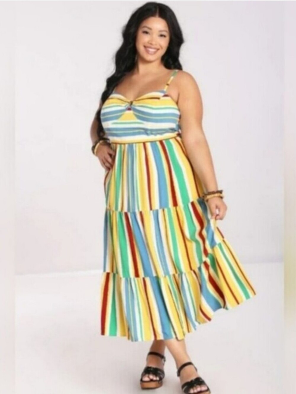 ☀️ SUMMER SALE!! NWT Hell Bunny Multicolour Striped Maxi Sundress - 4X (6X UK)